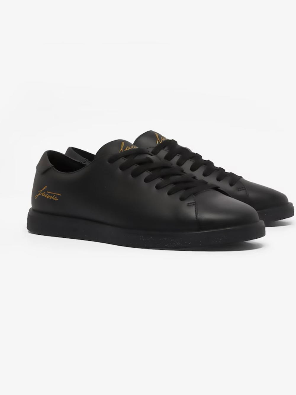 Lacoste Leather Black Low-Top Leather Sneakers New with Box
